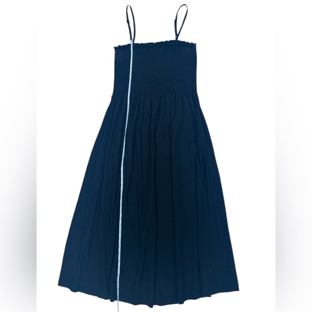 H&M Women’s Sleeveless Adjustable Shoulder Straps Smocked Black Midi Dress - Picture 6 of 8